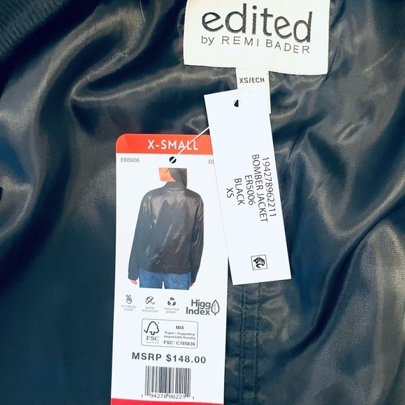 NEW Women’s Satin Black Bomber Jacket NWT - Picture 10 of 11